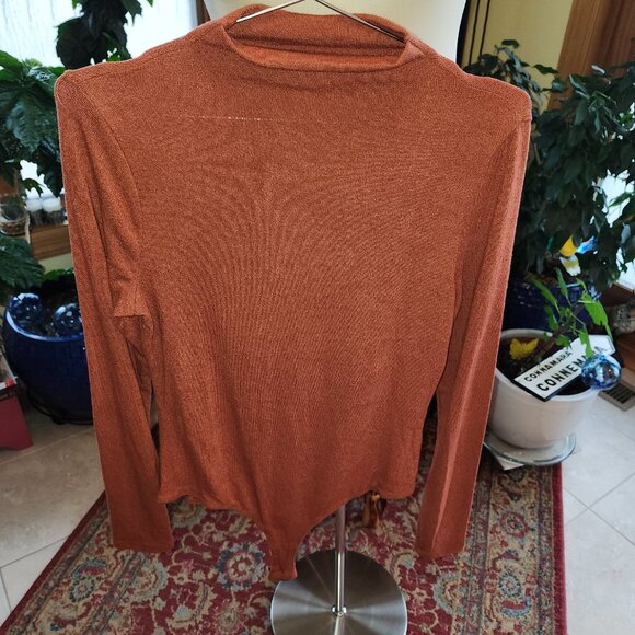25102/03 White Birch Mock Neck Knit Bodysuit Rust S & M - Picture 1 of 8